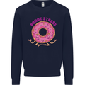 Donut Stress Funny Don't Stress Yoga Joke Mens Sweatshirt Jumper Navy Blue