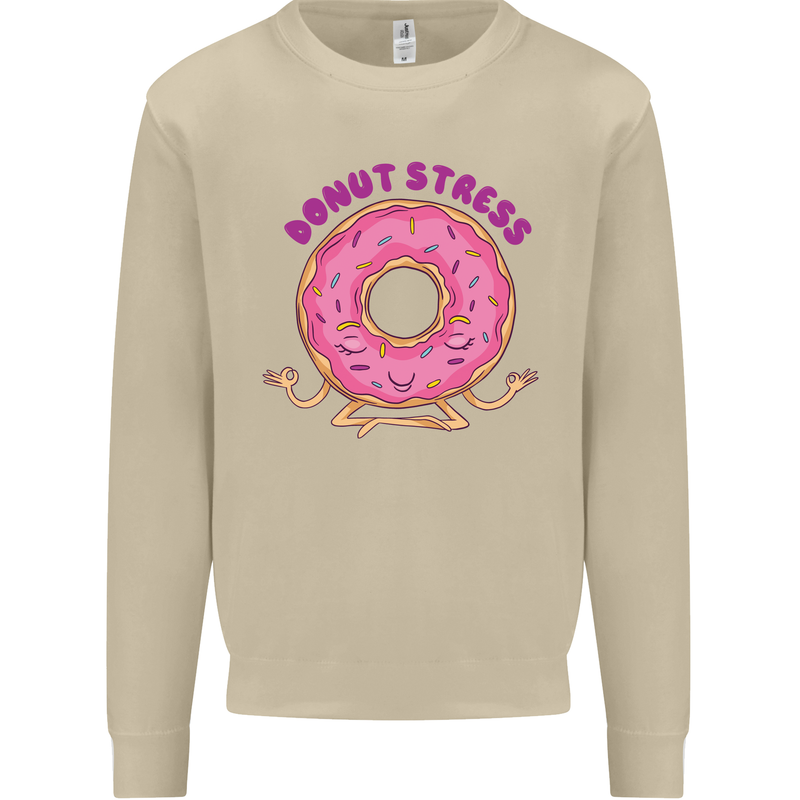 Donut Stress Funny Don't Stress Yoga Joke Mens Sweatshirt Jumper Sand