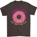 Donut Stress Funny Don't Stress Yoga Joke Mens T-Shirt Cotton Gildan Dark Chocolate