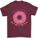 Donut Stress Funny Don't Stress Yoga Joke Mens T-Shirt Cotton Gildan Maroon