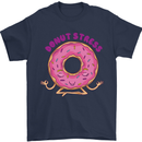 Donut Stress Funny Don't Stress Yoga Joke Mens T-Shirt Cotton Gildan Navy Blue