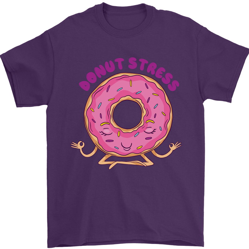 Donut Stress Funny Don't Stress Yoga Joke Mens T-Shirt Cotton Gildan Purple