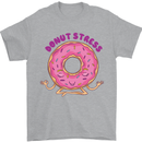 Donut Stress Funny Don't Stress Yoga Joke Mens T-Shirt Cotton Gildan Sports Grey