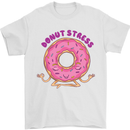 Donut Stress Funny Don't Stress Yoga Joke Mens T-Shirt Cotton Gildan White
