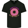 Donut Stress Funny Don't Stress Yoga Joke Mens V-Neck Cotton T-Shirt Black