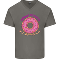 Donut Stress Funny Don't Stress Yoga Joke Mens V-Neck Cotton T-Shirt Charcoal