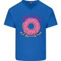 Donut Stress Funny Don't Stress Yoga Joke Mens V-Neck Cotton T-Shirt Royal Blue