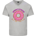 Donut Stress Funny Don't Stress Yoga Joke Mens V-Neck Cotton T-Shirt Sports Grey