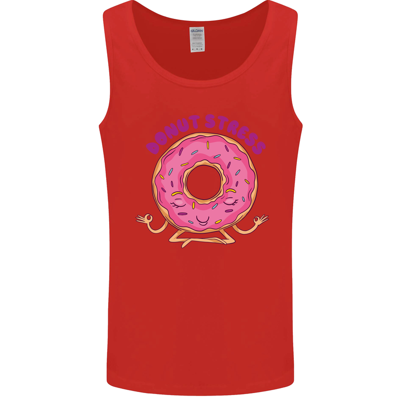 Donut Stress Funny Don't Stress Yoga Joke Mens Vest Tank Top Red