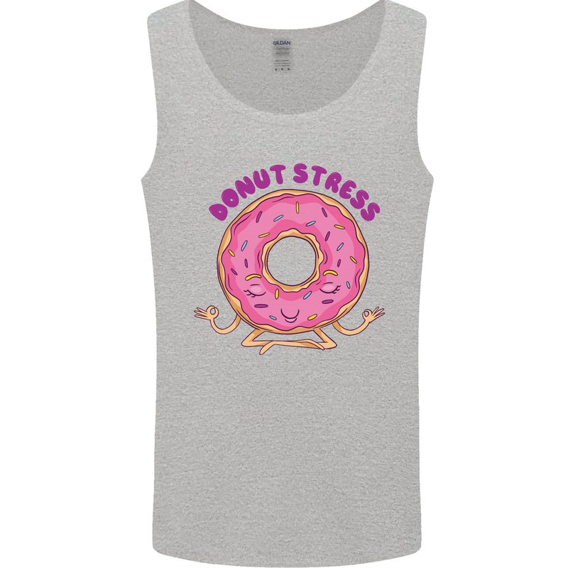 Donut Stress Funny Don't Stress Yoga Joke Mens Vest Tank Top Sports Grey