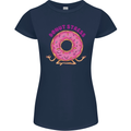 Donut Stress Funny Don't Stress Yoga Joke Womens Petite Cut T-Shirt Navy Blue
