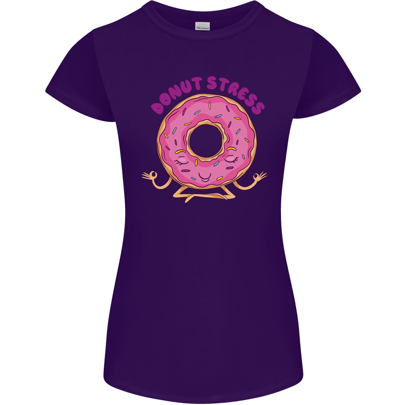 Donut Stress Funny Don't Stress Yoga Joke Womens Petite Cut T-Shirt Purple