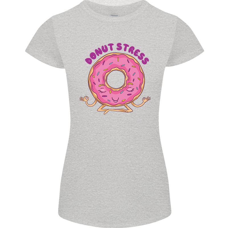 Donut Stress Funny Don't Stress Yoga Joke Womens Petite Cut T-Shirt Sports Grey