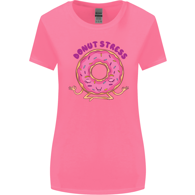 Donut Stress Funny Don't Stress Yoga Joke Womens Wider Cut T-Shirt Azalea