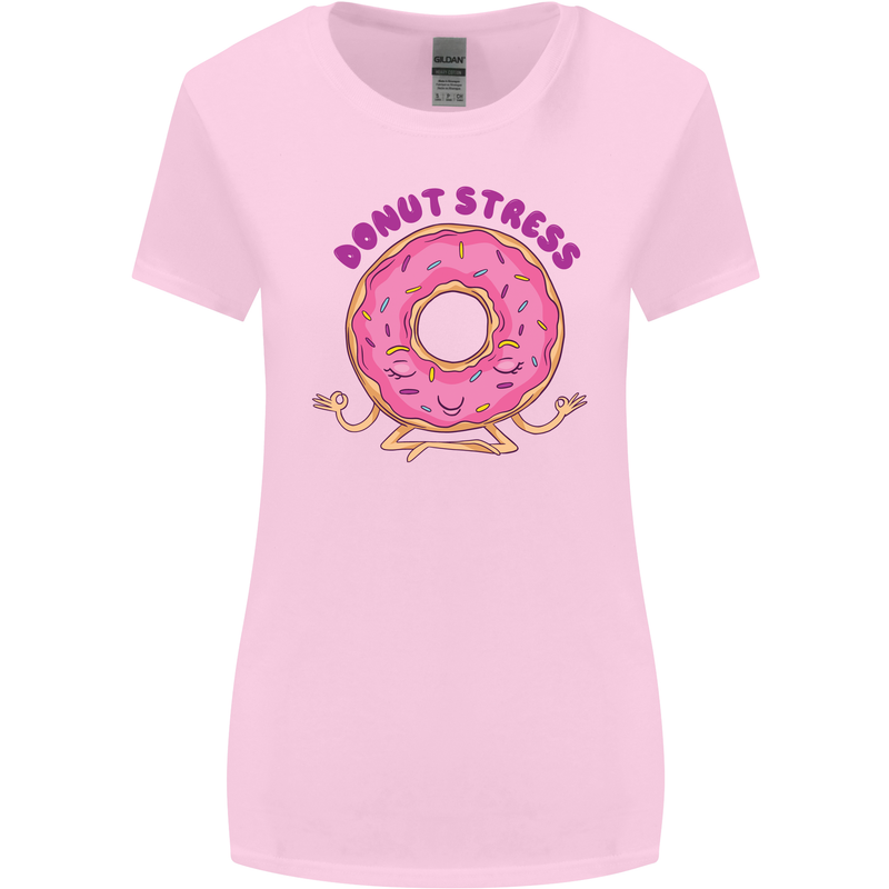 Donut Stress Funny Don't Stress Yoga Joke Womens Wider Cut T-Shirt Light Pink