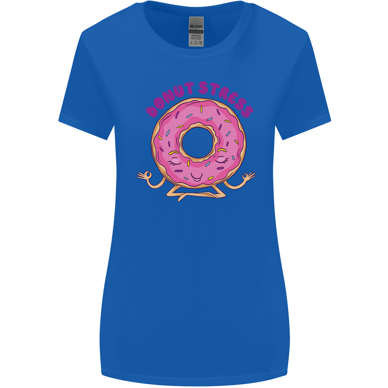 Donut Stress Funny Don't Stress Yoga Joke Womens Wider Cut T-Shirt Royal Blue