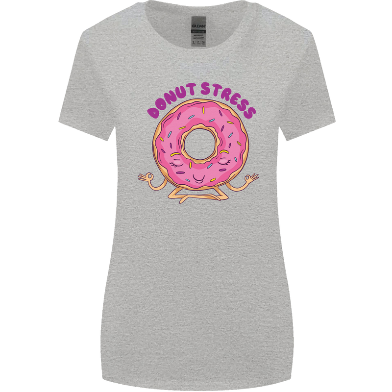 Donut Stress Funny Don't Stress Yoga Joke Womens Wider Cut T-Shirt Sports Grey