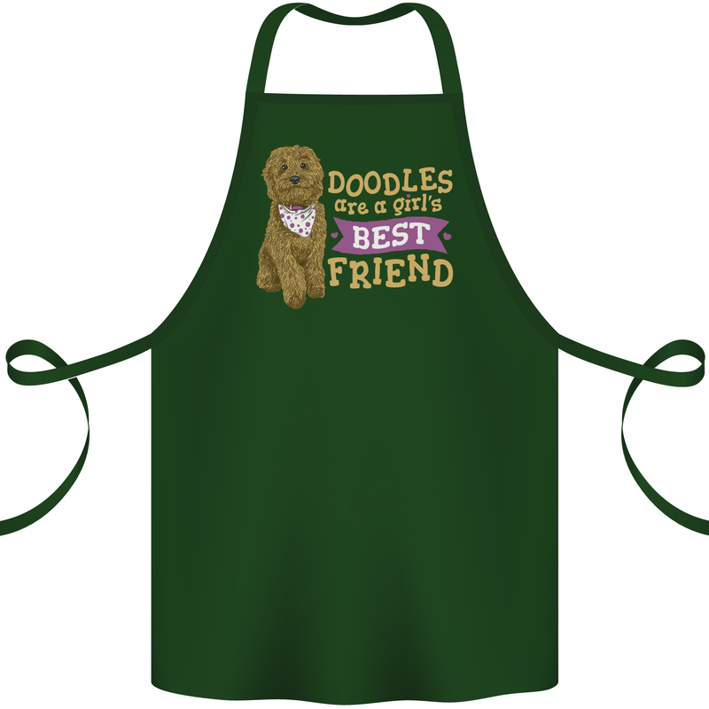 Doodles Girls Best Friend Goldendoodle Dog Cotton Apron 100% Organic Forest Green