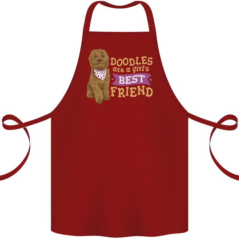 Doodles Girls Best Friend Goldendoodle Dog Cotton Apron 100% Organic Maroon