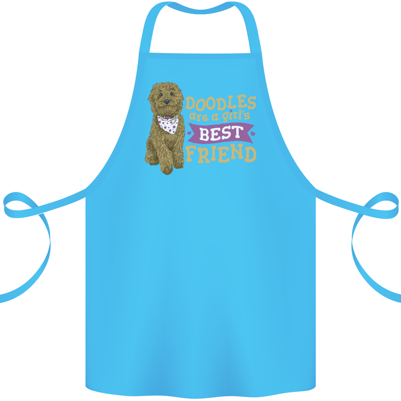 Doodles Girls Best Friend Goldendoodle Dog Cotton Apron 100% Organic Turquoise