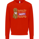 Doodles Girls Best Friend Goldendoodle Dog Kids Sweatshirt Jumper Bright Red