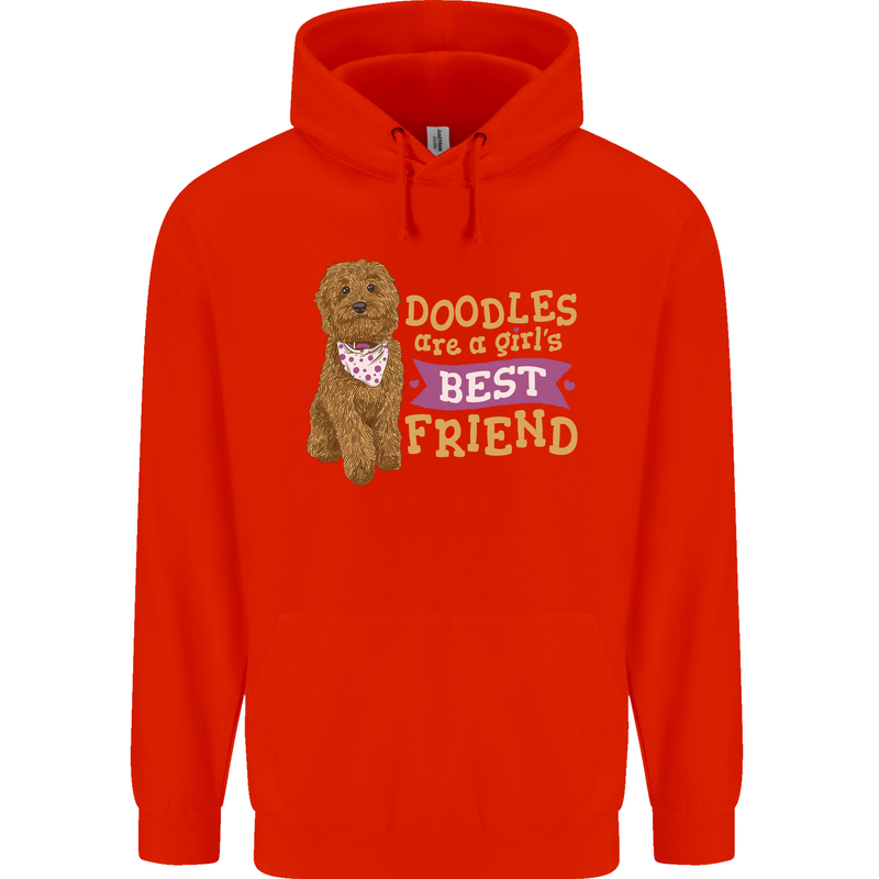 Doodles Girls Best Friend Goldendoodle Dog Mens 80% Cotton Hoodie Bright Red