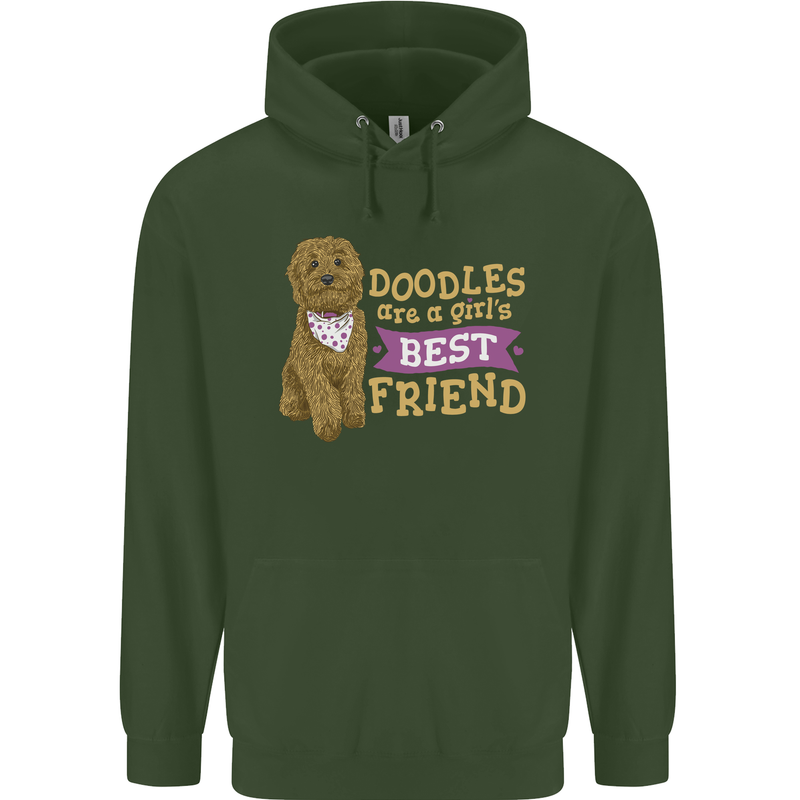 Doodles Girls Best Friend Goldendoodle Dog Mens 80% Cotton Hoodie Forest Green