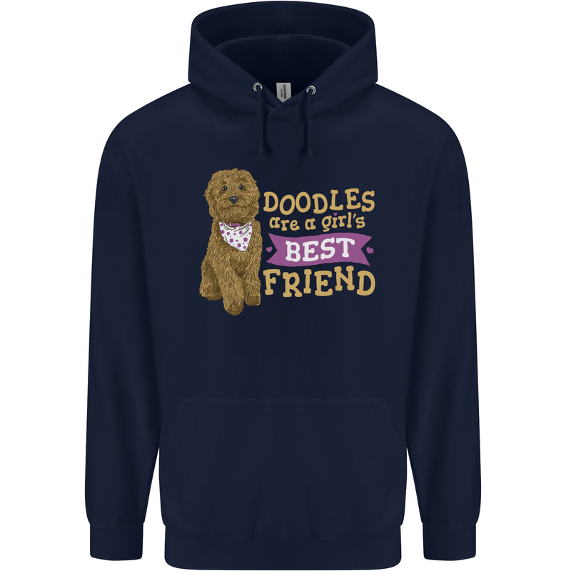 Doodles Girls Best Friend Goldendoodle Dog Mens 80% Cotton Hoodie Navy Blue
