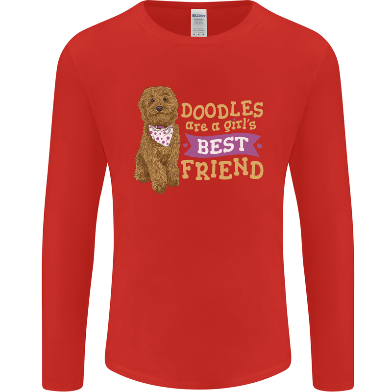Doodles Girls Best Friend Goldendoodle Dog Mens Long Sleeve T-Shirt Red