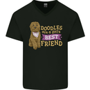 Doodles Girls Best Friend Goldendoodle Dog Mens V-Neck Cotton T-Shirt Black