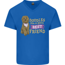 Doodles Girls Best Friend Goldendoodle Dog Mens V-Neck Cotton T-Shirt Royal Blue
