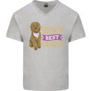 Doodles Girls Best Friend Goldendoodle Dog Mens V-Neck Cotton T-Shirt Sports Grey
