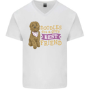 Doodles Girls Best Friend Goldendoodle Dog Mens V-Neck Cotton T-Shirt White