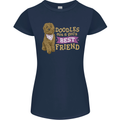 Doodles Girls Best Friend Goldendoodle Dog Womens Petite Cut T-Shirt Navy Blue