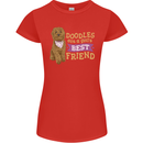 Doodles Girls Best Friend Goldendoodle Dog Womens Petite Cut T-Shirt Red