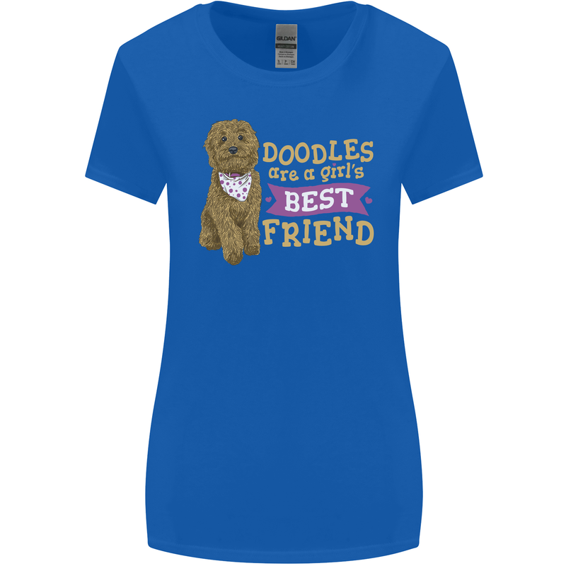 Doodles Girls Best Friend Goldendoodle Dog Womens Wider Cut T-Shirt Royal Blue