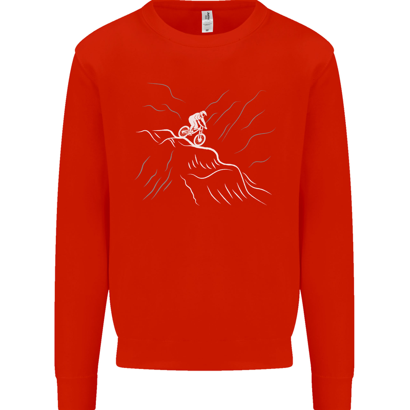 Downhill Mountain Biking Cycling Bike MTB Kids Sweatshirt Jumper Bright Red