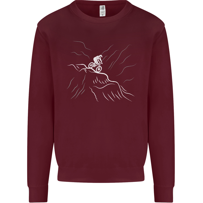 Downhill Mountain Biking Cycling Bike MTB Kids Sweatshirt Jumper Maroon
