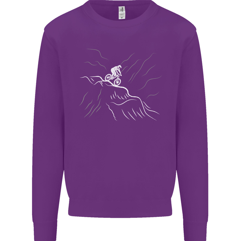 Downhill Mountain Biking Cycling Bike MTB Kids Sweatshirt Jumper Purple