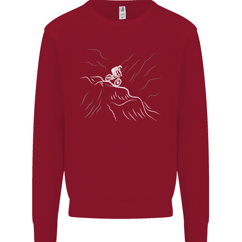 Downhill Mountain Biking Cycling Bike MTB Kids Sweatshirt Jumper Red