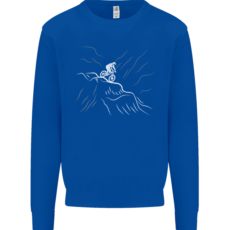 Downhill Mountain Biking Cycling Bike MTB Kids Sweatshirt Jumper Royal Blue