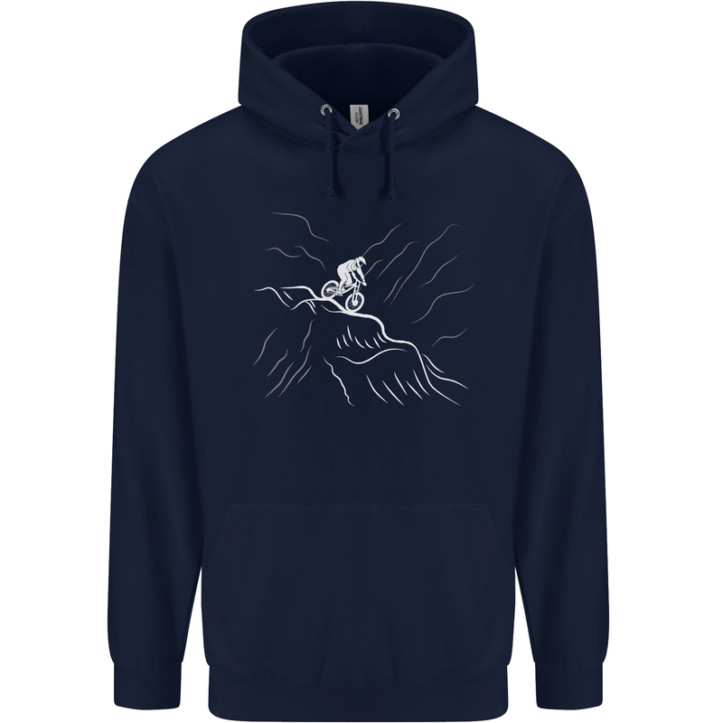 Downhill Mountain Biking Cycling Bike MTB Mens 80% Cotton Hoodie Navy Blue