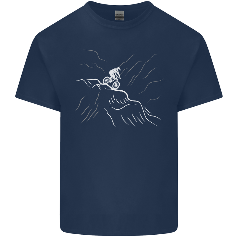 Downhill Mountain Biking Cycling Bike MTB Mens Cotton T-Shirt Tee Top Navy Blue