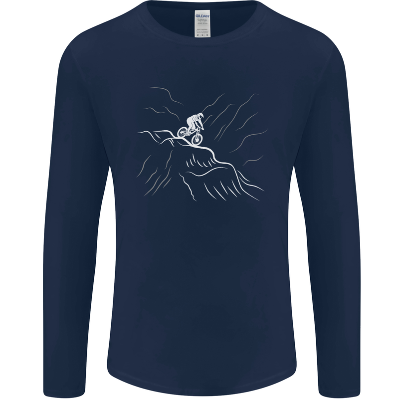 Downhill Mountain Biking Cycling Bike MTB Mens Long Sleeve T-Shirt Navy Blue