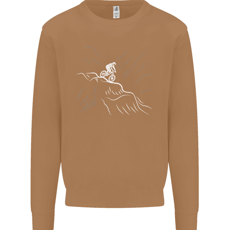 Downhill Mountain Biking Cycling Bike MTB Mens Sweatshirt Jumper Caramel Latte