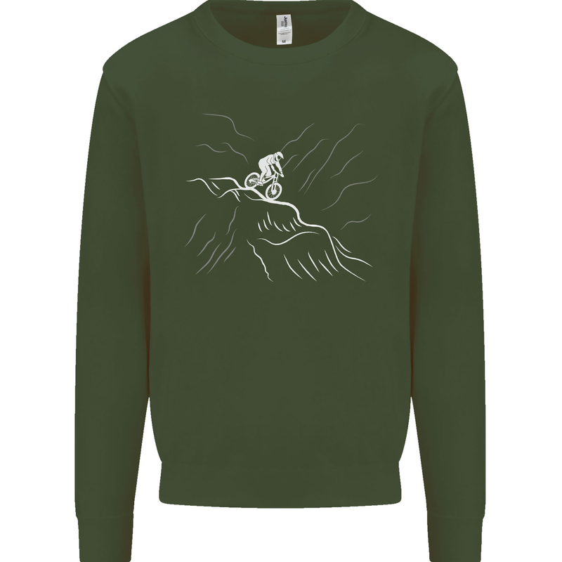 Downhill Mountain Biking Cycling Bike MTB Mens Sweatshirt Jumper Forest Green