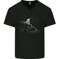 Downhill Mountain Biking Cycling Bike MTB Mens V-Neck Cotton T-Shirt Black