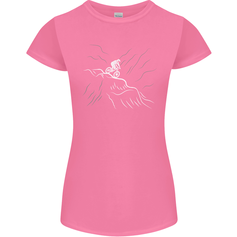 Downhill Mountain Biking Cycling Bike MTB Womens Petite Cut T-Shirt Azalea