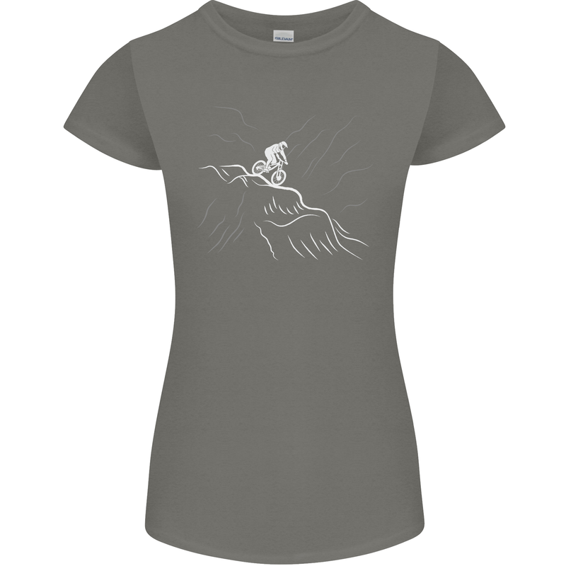 Downhill Mountain Biking Cycling Bike MTB Womens Petite Cut T-Shirt Charcoal
