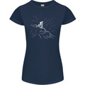 Downhill Mountain Biking Cycling Bike MTB Womens Petite Cut T-Shirt Navy Blue